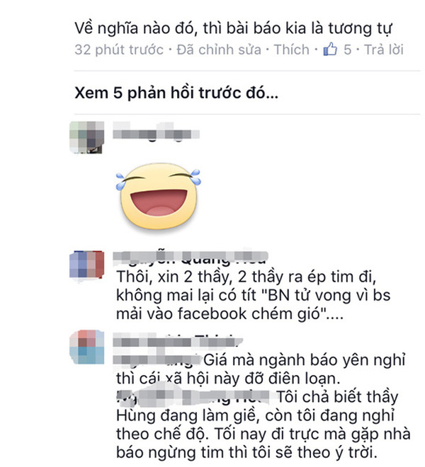 mot bac si mat sat nha bao tren mang xa hoi facebook