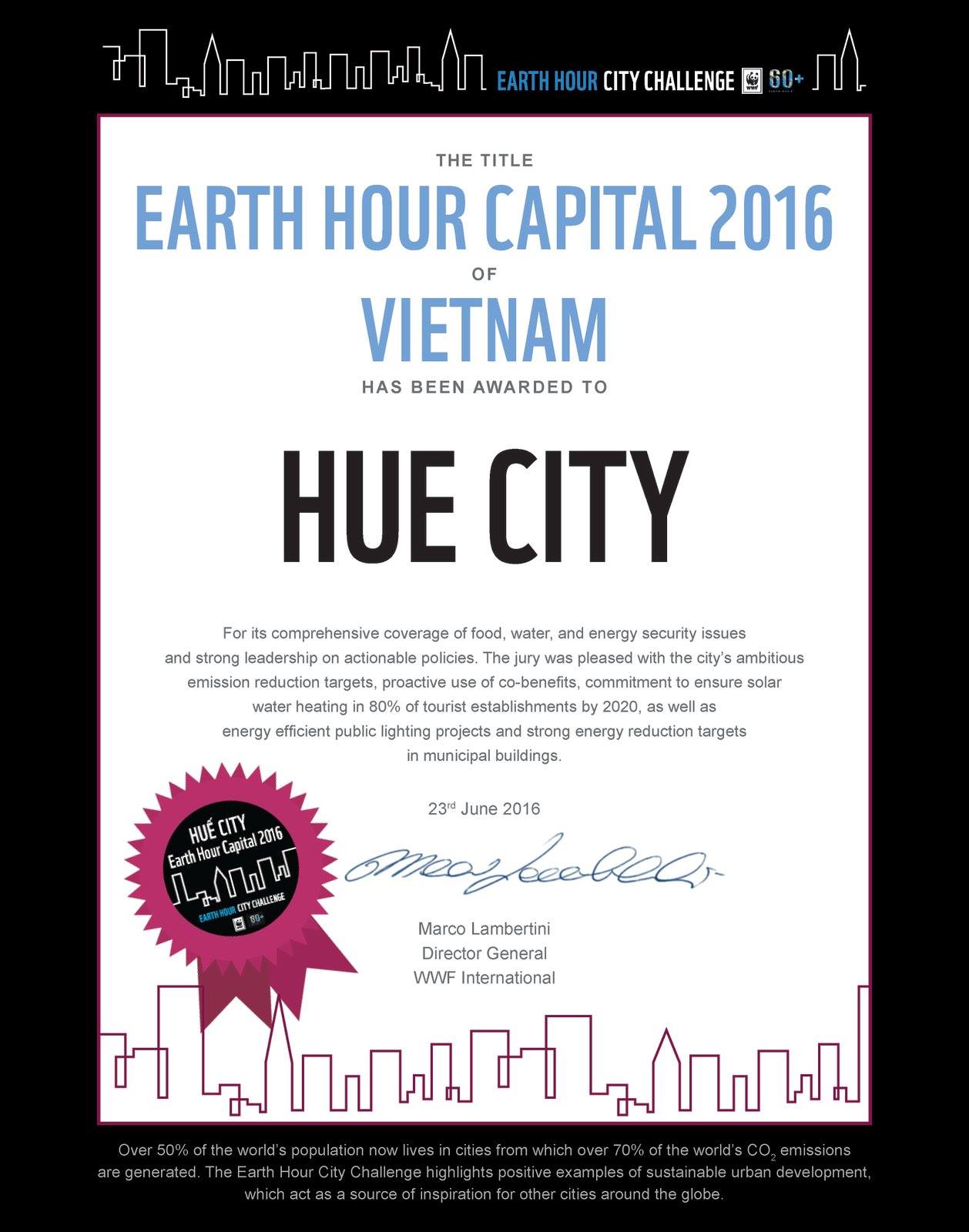 hue la thanh pho xanh quoc gia cua viet nam nam 2016