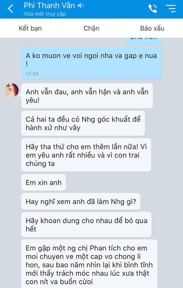 chong cu cong khai tin nhan nho nhung cau xin tha thu cua phi thanh van sau khi ly hon