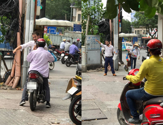 xon xao clip anh tay mo hoi dam dia ra suc ngan can dong xe may di len via he sai gon