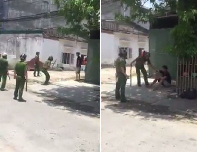 clip hang chuc canh sat bao vay thuyet phuc thanh nien nghi ngao da dang cam dao de doa nguoi dan