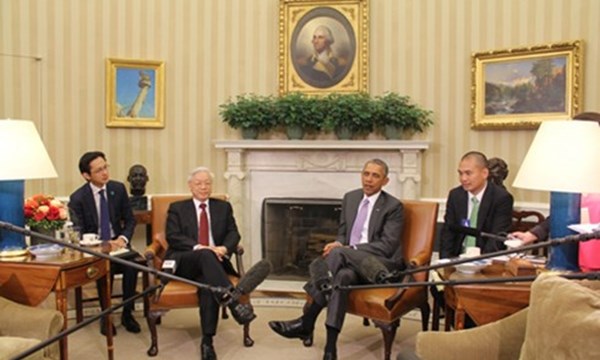 tong bi thu nguyen phu trong hoi dam voi tong thong obama