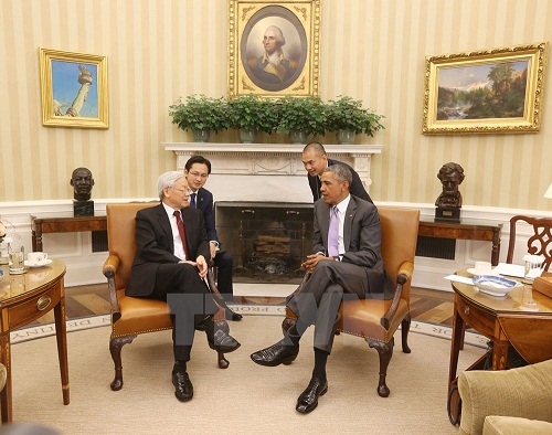 tong bi thu nguyen phu trong hoi dam voi tong thong obama