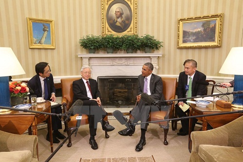 tong bi thu nguyen phu trong hoi dam voi tong thong obama