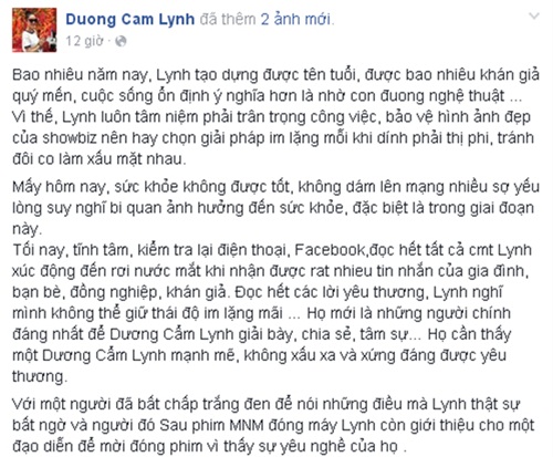 duong cam lynh noi gi truoc mau thuan gay gat voi tinna tinh