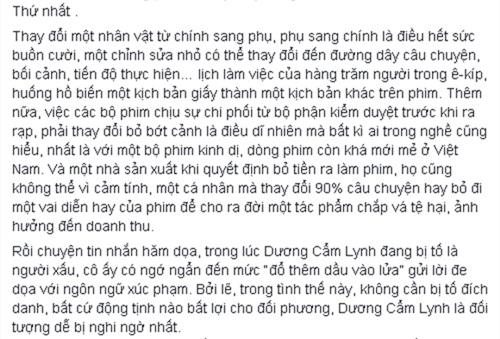 duong cam lynh noi gi truoc mau thuan gay gat voi tinna tinh