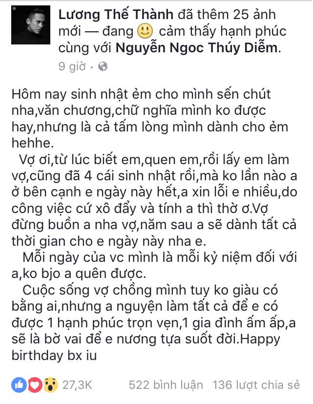 luong the thanh viet loi ngot ngao chuc mung sinh nhat ba xa thuy diem