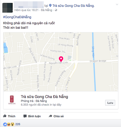 da nang khach hang phan anh coc tra sua gong cha co ruoi dai dien cua hang len tieng
