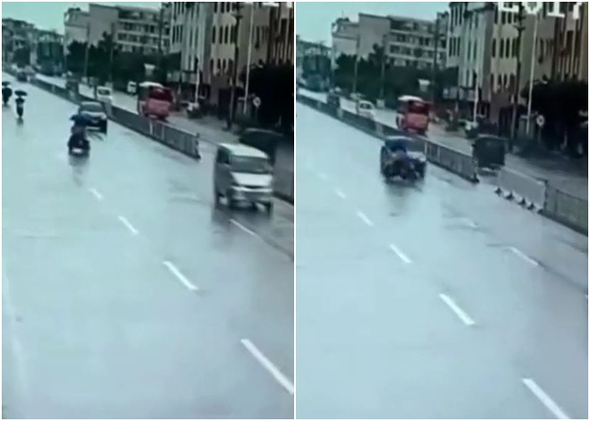 video bi o to dam trung 2 nguoi di xe may dien bi hat tung len troi vang xa vai chuc met