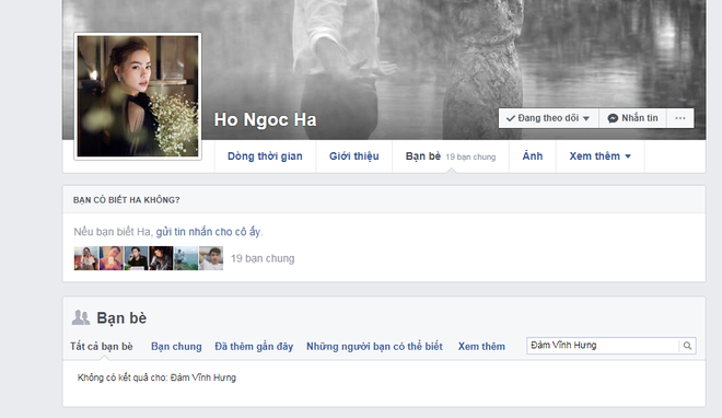 ha ho huy ket ban facebook voi dam vinh hung vi bi dan anh tiet lo chuyen yeu duong