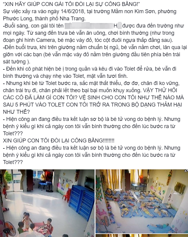 da co ket luan giam dinh phap y chinh thuc vu be gai 4 tuoi tu vong bat thuong tai truong mam non o nha trang