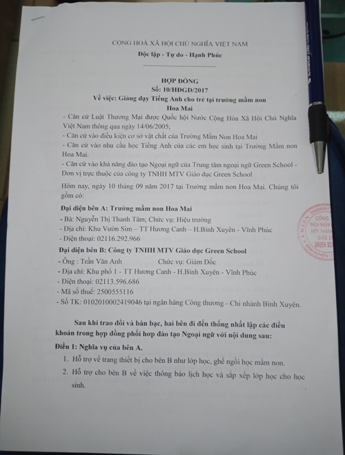 vinh phuc trung tam ngoai ngu green school co bieu hien tron thue