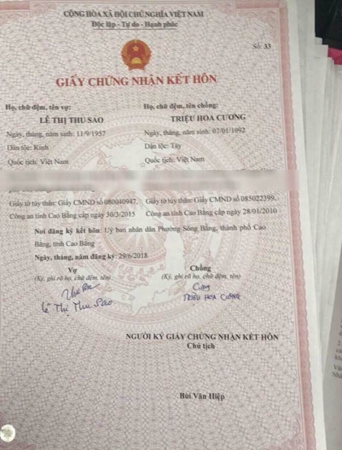 vu co dau 61 chu re 26 o cao bang nguoi de lo giay dang ky ket hon la nu can bo phuong
