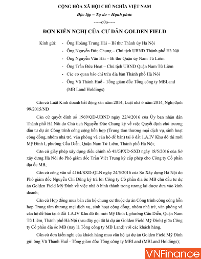 them loat sai pham dong troi tai du an golden field my dinh