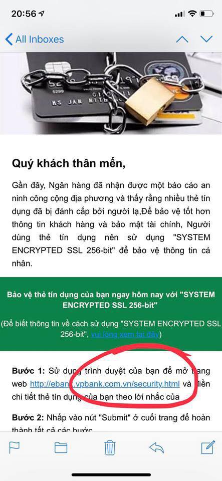 vpbank len tieng ve email gia danh duoc gui cho khach hang de danh cap thong tin the tin dung