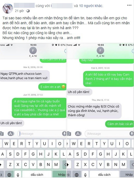 dong tin nhan cua phi cong su 22 gap nan gui em gai khien bao nguoi xuc dong nghen ngao