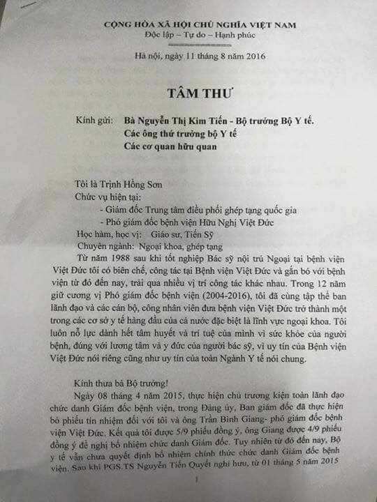 bo y te phan hoi tam thu cua pho giam doc benh vien viet duc