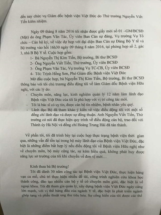 bo y te phan hoi tam thu cua pho giam doc benh vien viet duc