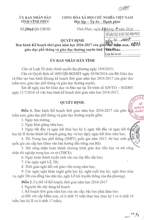 truong thcs te lo vinh phuc day hoc trong ky nghi he trai quy dinh