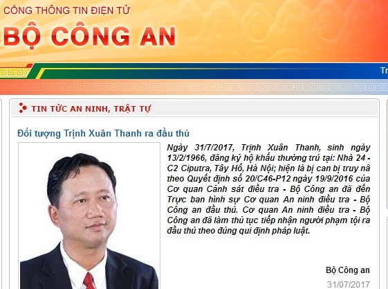 ong trinh xuan thanh ra dau thu sau gan 1 nam tron chay