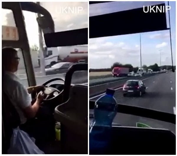 video tai xe vua su dung smartphone vua lai xe khach khien nhieu nguoi hoang so