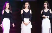 angelababy khoe dang dep chan thon trong su kien moi