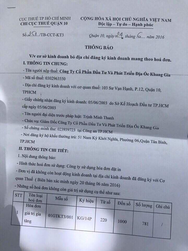 khong thay chu dau tu hoat dong kinh doanh o dia phuong hang tram khach hang du an khang gia tan huong hoang mang