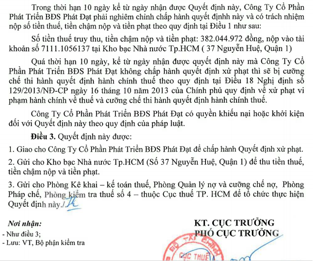 phat dat noi gi ve viec bi phat hon 700 trieu dong va chuyen nhuong du an river city cho van thinh phat