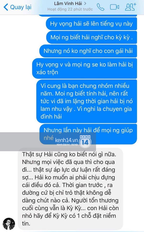 lam vinh hai len tieng thong tin soc ve vo cu ly phuong chau