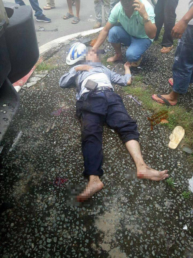 bien hoa dung cho den do 2 nguoi di xe may bi xe tai dam thang vao phia sau
