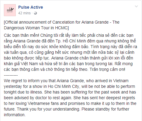 dan ma ng do n concert ariana grande hu y do qua e btc dua ra thong ba o chi nh thu c