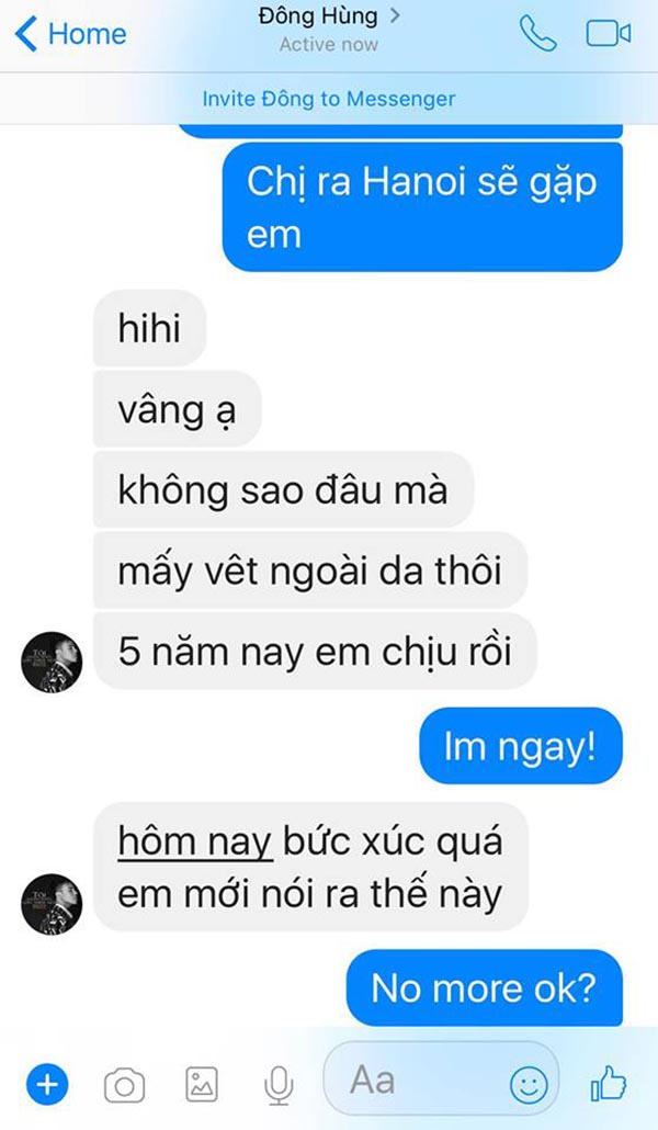 dong hung nhan tin voi ca si pha le sau khi bi chu no chem