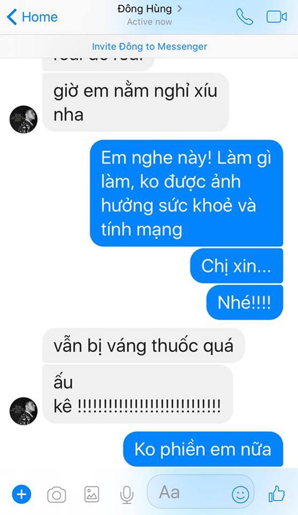 dong hung nhan tin voi ca si pha le sau khi bi chu no chem