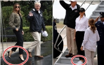 sau khi gay xon xao ba melania trump da thay giay cao got bang sneaker trang khi toi tham texas sau sieu bao harvey