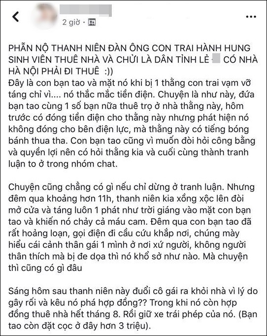 mot nu sinh thue tro bi nam chu nha tat vao mat sau thac mac tai sao thu tien bon em roi ma cuoi thang con chua dong tien dien