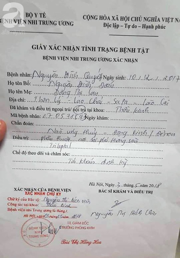 me tre dau don cau xin manh thuong quan cuu con trai bi nao ung thuy tu luc 2 thang tuoi