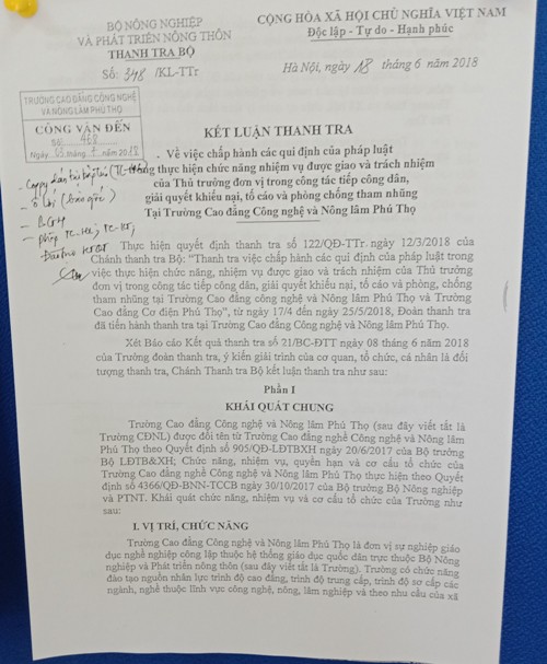 truong cd cong nghe va nong lam phu tho bi truy thu hon 146 trieu dong chi kiem diem rut kinh nghiem