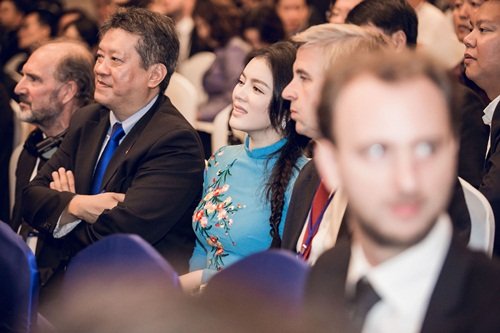 nhung ta ao dai duyen dang cua my nhan viet khi gap tong thong phap