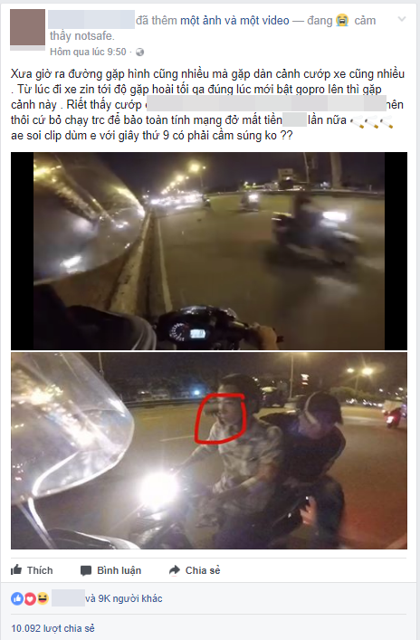 clip nghi gap phai 2 ten cuop co sung nam thanh nien phong xe bo chay bat chap duong nguoc chieu