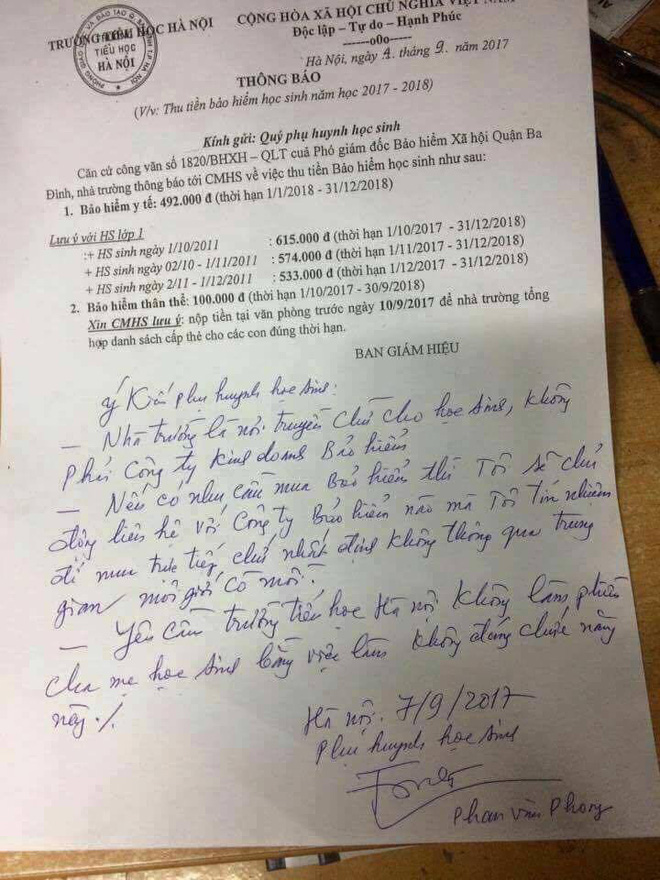 y kien gay tranh cai cua mot phu huynh tieu hoc nha truong la noi truyen chu khong phai cong ty kinh doanh bao hiem