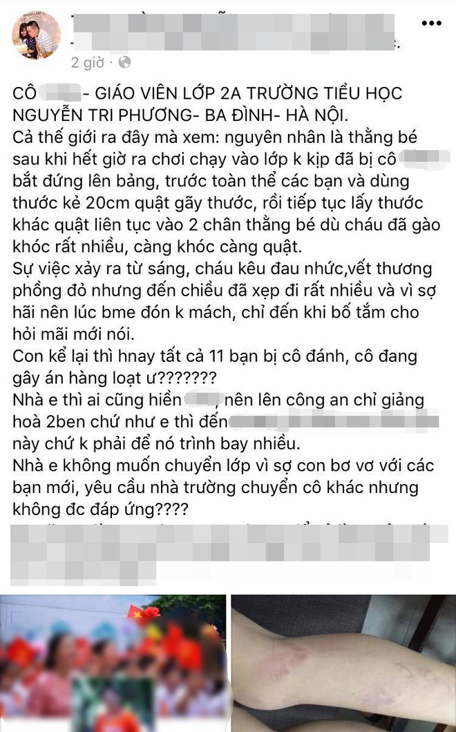 ha noi hoc sinh lop 2 bi co giao danh gay thuoc tham tim hai chan do vao lop muon sau gio ra choi