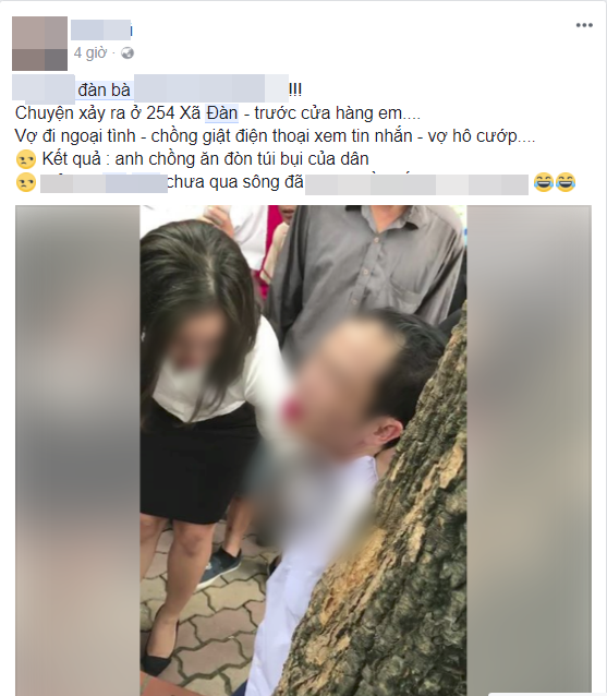 clip nghi vo ngoai tinh chong giat dien thoai kiem tra thi vo tri ho cuop khien nguoi dan xum vao danh chay mau