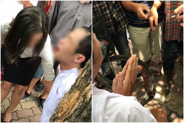 clip nghi vo ngoai tinh chong giat dien thoai kiem tra thi vo tri ho cuop khien nguoi dan xum vao danh chay mau