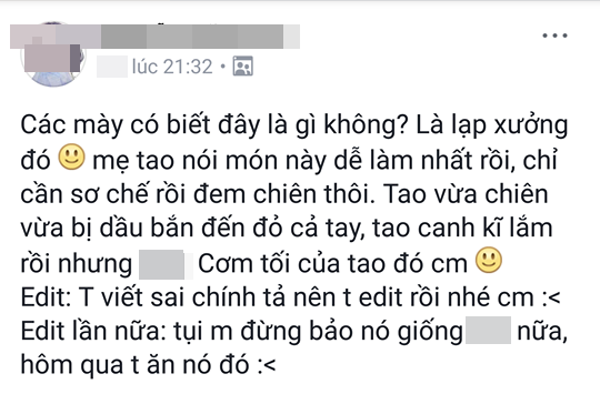 trua nay ban an gi the co phai tham hoa cha ca rach buom lap xuong den chay nhu the nay khong