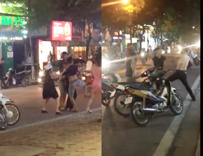 clip nghi minh bi nhin deu nam thanh nien danh nguoi dan ong chay mau dau giua pho ha noi