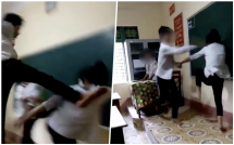 nam sinh song phi dam dap lien tiep vao mat ban nu ngay tren buc giang