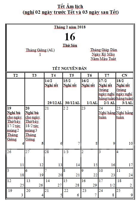 tet nguyen dan 2018 se khong thuc hien hoan doi ngay nghi