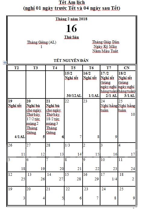 tet nguyen dan 2018 se khong thuc hien hoan doi ngay nghi