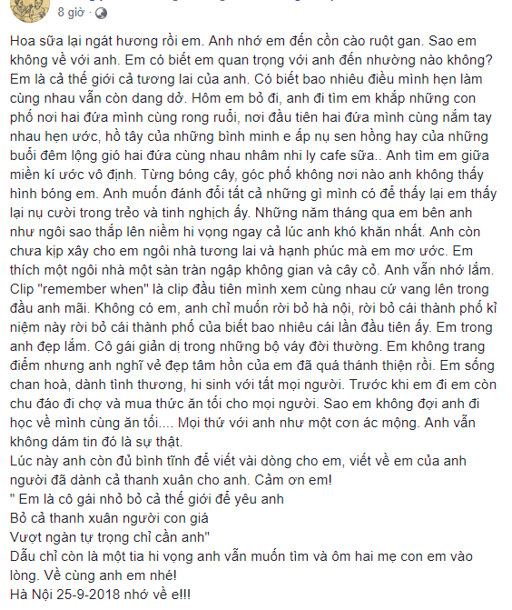 vu nguoi me tre bo nha di mat tich thi the duoc tim thay o song hong tam thu cua nguoi chong tre mong vo con quay ve