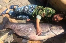 ngu dan cau duoc con ca tram den khong lo dai gan 2m